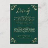 Elegant goud & groen Art Deco trouwdetails Informatiekaartje (Voorkant)