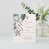 Elegant Goud Groen Bladeren Bruids Douche Uitnodig Kaart (Staand voorkant)