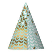 Elegant Goud Groen Bladpatroon Feesthoedjes (Achterkant)