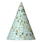 Elegant Goud Groen Bladpatroon Feesthoedjes (Links)