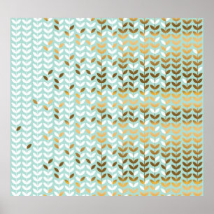 Elegant Goud Groen Bladpatroon Poster