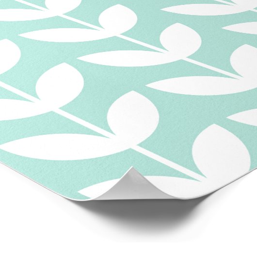 Elegant Goud Groen Bladpatroon Poster (Hoek)