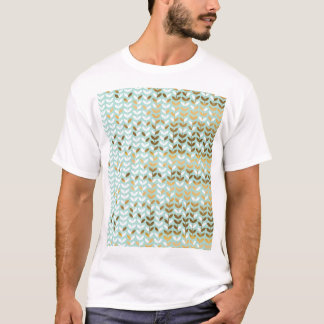 Elegant Goud Groen Bladpatroon T-shirt