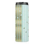Elegant Goud Groen Bladpatroon Thermosbeker (Achterkant)