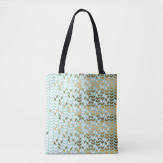 Elegant Goud Groen Bladpatroon Tote Bag
