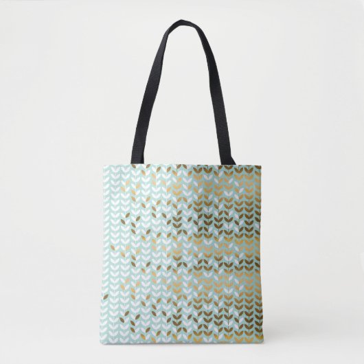 Elegant Goud Groen Bladpatroon Tote Bag (Voorkant)
