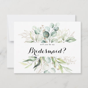 Elegant goud groen bruidsmeisje voorstel notitiekaartje