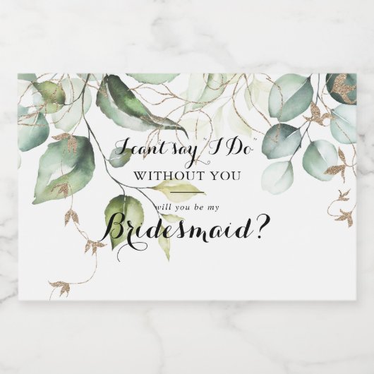 Elegant goud groen bruidsmeisje voorstel sparkling wijnetiket (Enkel label)