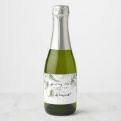 Elegant goud groen bruidsmeisje voorstel sparkling wijnetiket (Voorkant)