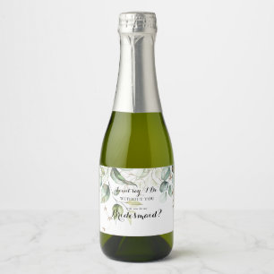 Elegant goud groen bruidsmeisje voorstel sparkling wijnetiket