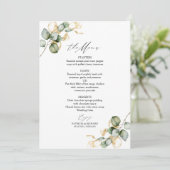 Elegant Goud Groen Bruiloft Menu Kaart (Staand voorkant)