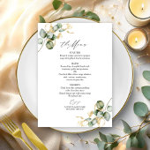Elegant Goud Groen Bruiloft Menu Kaart