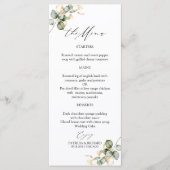 Elegant Goud Groen Bruiloft Menu Kaarten (Voorkant)