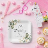 Elegant Goud Groen Bruiloft Papieren Bordje (Feest)