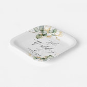 Elegant Goud Groen Bruiloft Papieren Bordje (Gebogen)