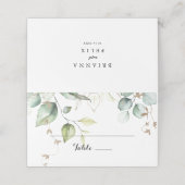 Elegant Goud Groen Bruiloft Plaats Kaart Plaatskaartje (Buitenkant ongevouwen)