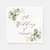 Elegant Goud Groen Bruiloft Servet (Voorkant)