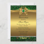 Elegant Goud Groen Damast Quinceanera Uitnodigen Kaart (Achterkant)