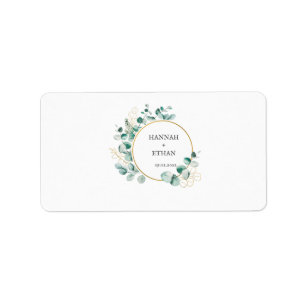Elegant Goud Groen Eucalyptus Gepersonaliseerd   Etiket
