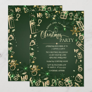 Elegant Goud Groen Feest Kerst Bedrijf Kaart