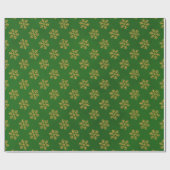 Elegant Goud Groen Glitter Snowflakes Patroon Cadeaupapier (Vlak)