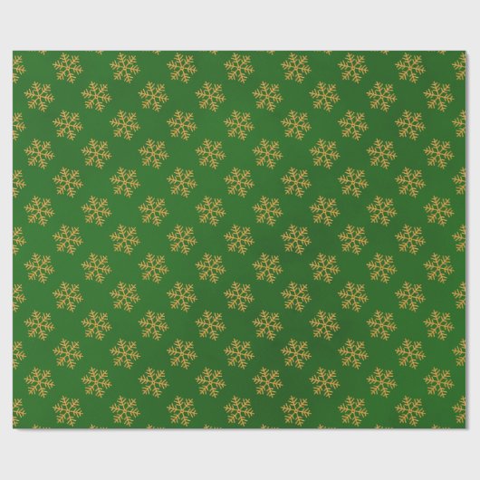 Elegant Goud Groen Glitter Snowflakes Patroon Cadeaupapier (Vlak)