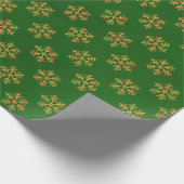 Elegant Goud Groen Glitter Snowflakes Patroon Cadeaupapier (Hoek)