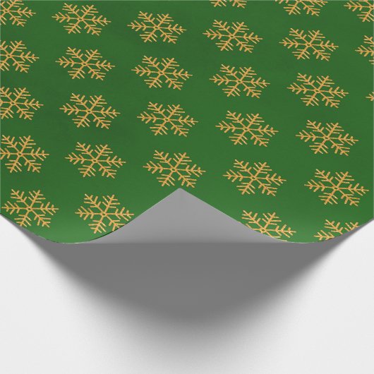 Elegant Goud Groen Glitter Snowflakes Patroon Cadeaupapier (Hoek)