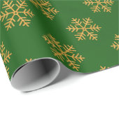Elegant Goud Groen Glitter Snowflakes Patroon Cadeaupapier (Rol Hoek)