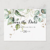 Elegant Goud Groen Horizontaal Save the Date Briefkaart (Voorkant)