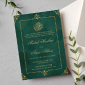Elegant Goud Groen Islamitisch Moslim bruiloft Kaart