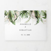 Elegant Goud Groen Kalligrafie Bruiloft Drieluik Uitnodiging (Cover)