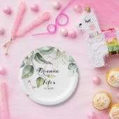 Elegant Goud Groen Kalligrafie Bruiloft Taart Papieren Bordje (Feest)