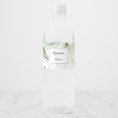 Elegant Goud Groen Kalligrafie Bruiloft Waterfles Etiket (Voorkant)
