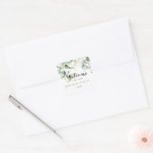 Elegant Goud Groen Kalligrafie Bruiloft Welkom Vierkante Sticker (Envelop)