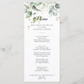 Elegant Goud Groen Kalligrafie Diner Menu (Voorkant)