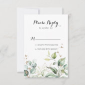 Elegant Goud Groen Kalligrafie RSVP (Voorkant)
