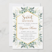 Elegant Goud Groen Lief Zestien 16 Verjaardag Kaart (Voorkant)