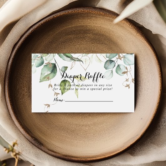 Elegant Goud Groen Luier Raffle Ticket Informatiekaartje