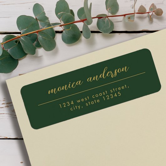 Elegant Goud Groen Minimalistisch Script Naam Etiket