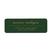 Elegant Goud Groen Minimalistisch Script Naam Etiket (Voorkant)