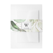 Elegant Goud Groen Monogram Bruiloft Uitnodiging Uitnodigingen Wikkel (Voorkant Voorbeeld)