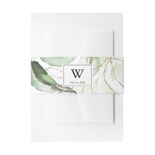 Elegant Goud Groen Monogram Bruiloft Uitnodiging Uitnodigingen Wikkel