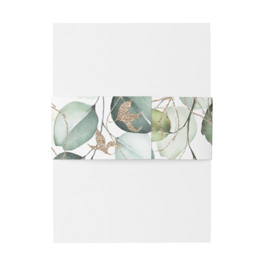 Elegant Goud Groen Monogram Bruiloft Uitnodiging Uitnodigingen Wikkel (Achterkant Voorbeeld)