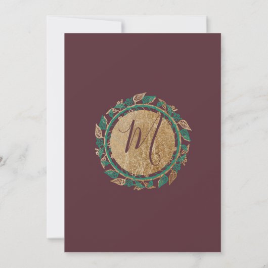 Elegant Goud Groen Rood Bloemen Kerstfeest Kaart (Achterkant)