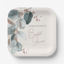 Elegant Goud Groen Sparkline Leaves Vrijgezellenfe Papieren Bordje