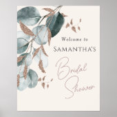 Elegant Goud Groen Sparkling Leaves Vrijgezellenfe Poster (Voorkant)