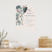 Elegant Goud Groen Sparkling Leaves Vrijgezellenfe Poster (Keuken)