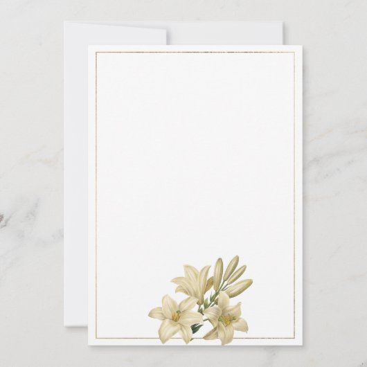 Elegant goud groen wit lelie bloem bruiloft kaart (Achterkant)