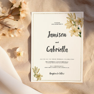 Elegant goud groen wit lelie bloem bruiloft kaart